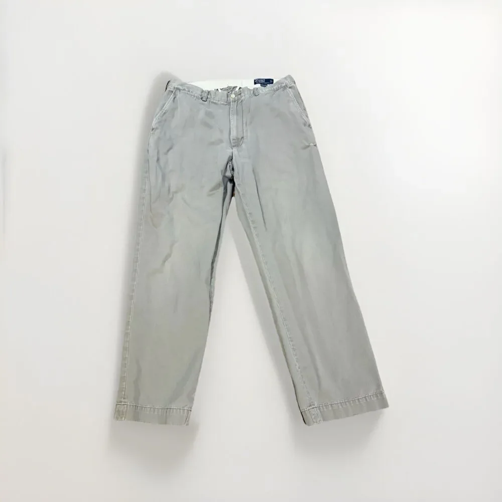 Polo Ralph Lauren Mens Classic Fit Grey Chino Pants 32x32 Actual FLAW